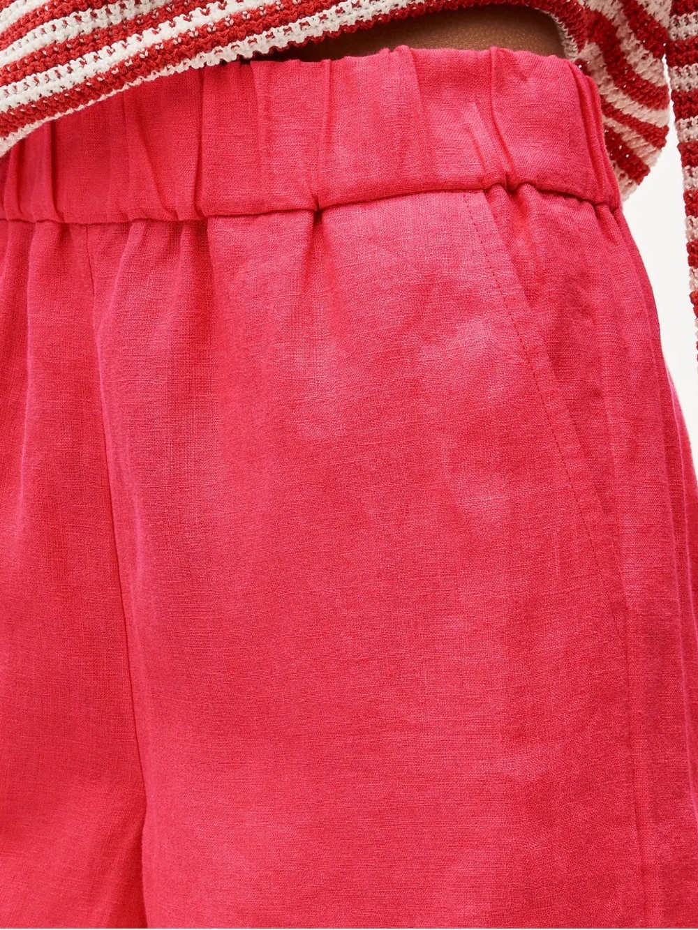 J. Crew Bright Fuchsia Elastic Waist Linen Shorts